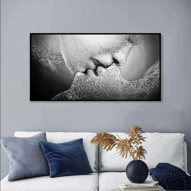 Elegant Monochrome Romance Canvas Artwork - Stylish Modern Wall Accent