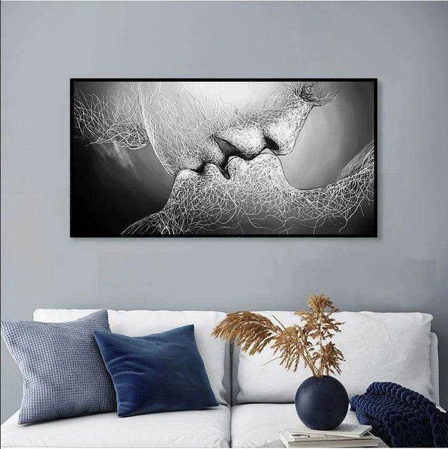 Elegant Monochrome Romance Canvas Artwork - Stylish Modern Wall Accent