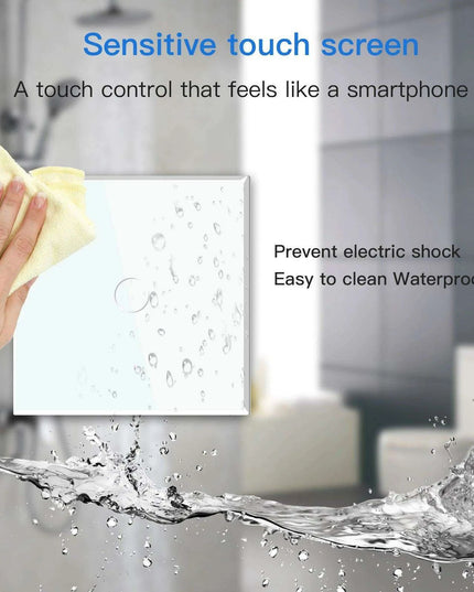 Touch Control Dual Location Stair Light Switch with Crystal Glass Panel in Modern White and Grey