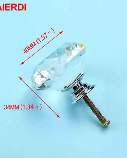 Luxurious Diamond-Shaped Glass Knobs with Elegant Gold Accents for Home Decor Upgrade