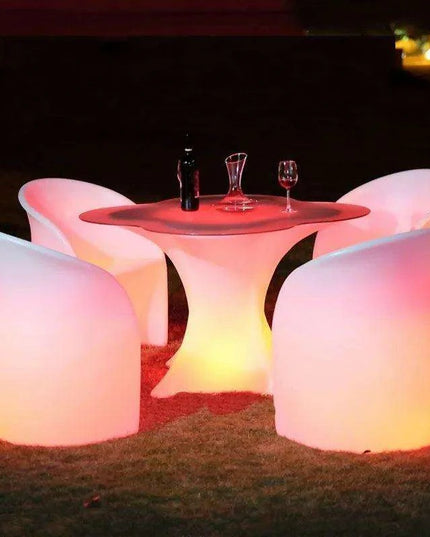 Glowing RGB LED Rechargeable Lounge Chair: Stylish Illuminated Armchair for Any Space