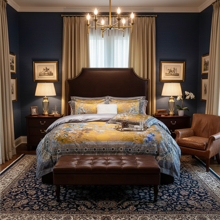 Luxury Vintage Birds & Blossom Gold Duvet Cover Set – 4 Piece