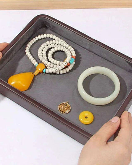 Elegant Genuine Leather Organizer Tray for Jewelry, Cosmetics, and Keys