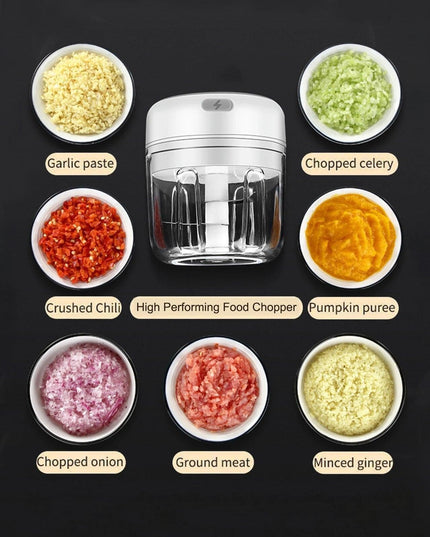 Compact Electric Garlic Chopper with Quick-Slice Technology and Adjustable Capacity