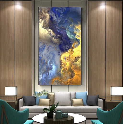 Vibrant Sky Artwork: Abstract Canvas Painting with Oil Elements for Contemporary Home Decor
