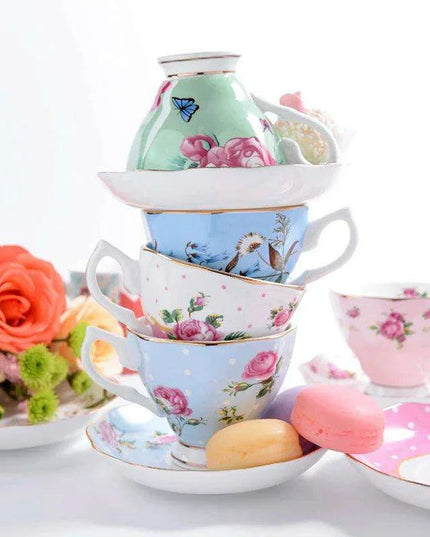 Luxurious Black Floral Porcelain Tea Set for Elegant Gatherings