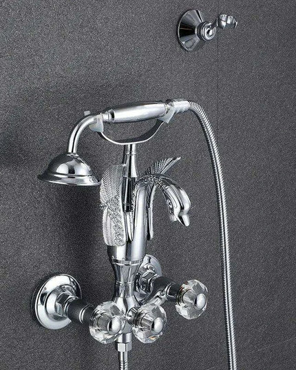 Luxurious Gold Swan Design Shower Faucet Set with Handheld Mixer Taps