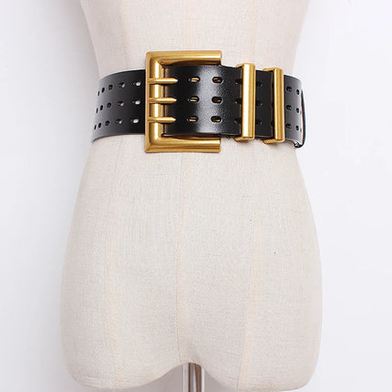 Genuine Leather Wide Corset Belt — Women’s Waist Cincher, Plus Size
