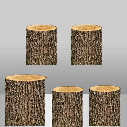 Customizable Wood Bark Elastic Fabric Cylinder Covers for Stunning Dessert Table Decor
