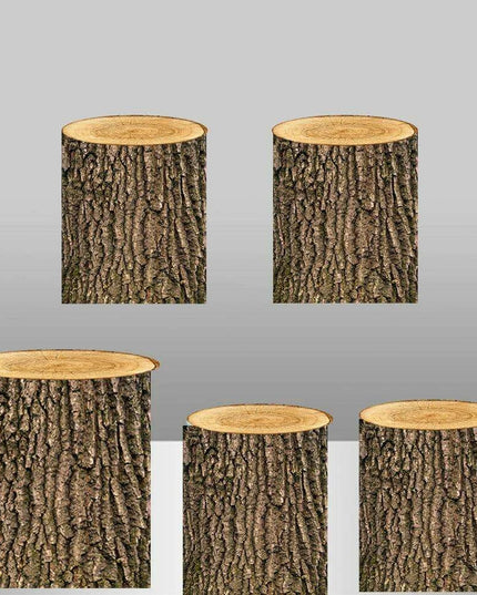 Customizable Wood Bark Elastic Fabric Cylinder Covers for Stunning Dessert Table Decor