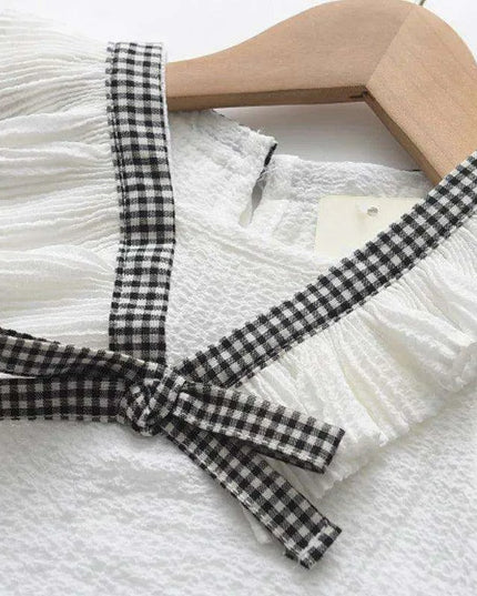 Toddler Girls' Stylish Summer Chiffon Top and Plaid Shorts Ensemble 2-6 Years