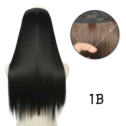 Blonde and Black Halo Hair Extensions for Effortless Volume and Length Boost