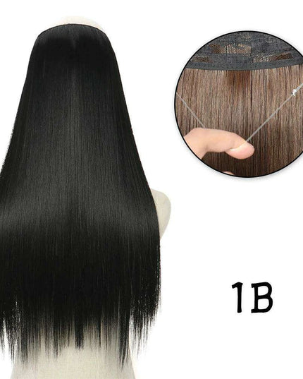Blonde and Black Halo Hair Extensions for Effortless Volume and Length Boost