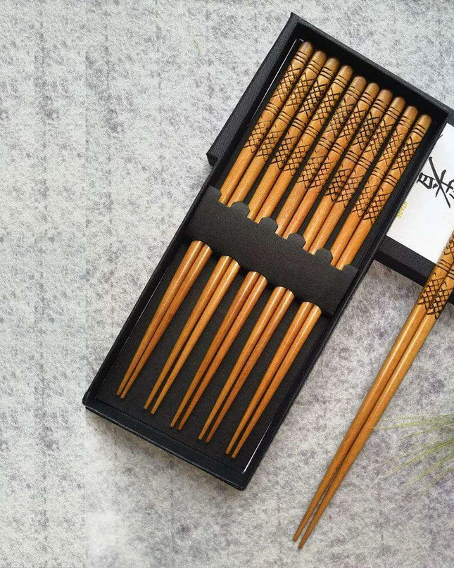 Set of 5 Handcrafted Eco-Friendly Japanese Bamboo Sushi Chopsticks - Non-Slip & Reusable Dining Must-Have