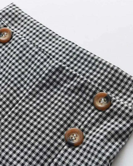 Toddler Girls' Stylish Summer Chiffon Top and Plaid Shorts Ensemble 2-6 Years