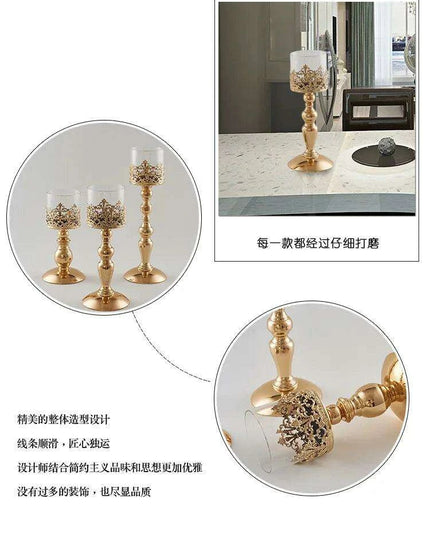 Elegant Glass and Iron Candle Holder with Luxurious Electroplated Finish