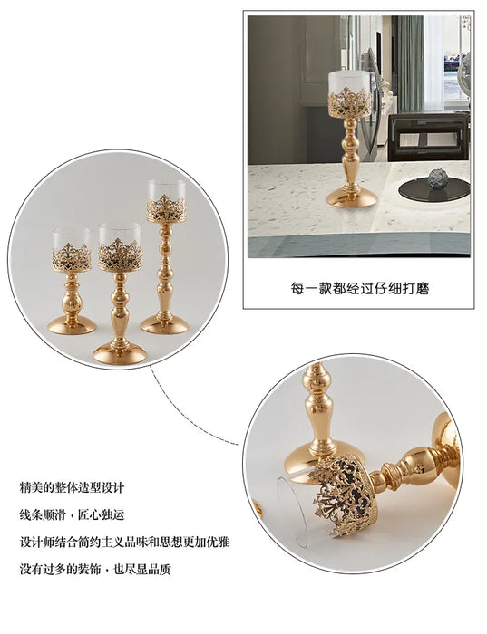 Luxurious Electroplated Glass and Iron Candle Holder