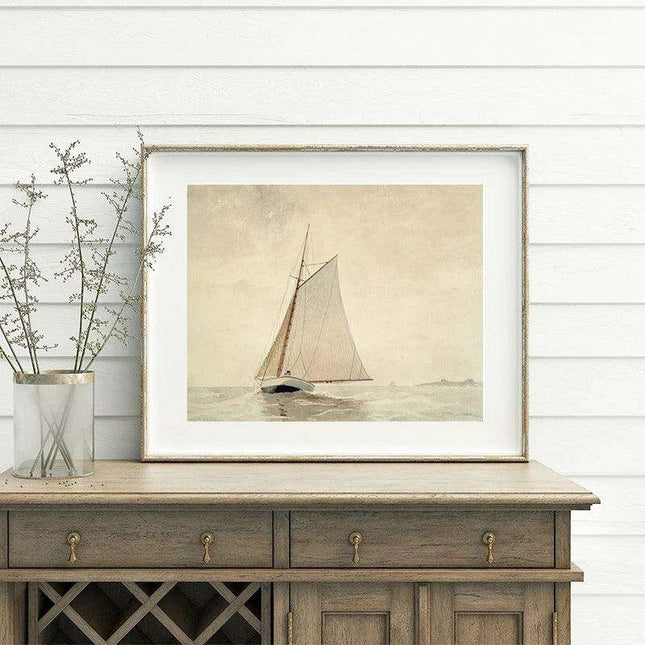 Vintage Coastal Watercolor Seascape Art for Tranquil Home Decor