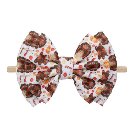 Turkey Print Baby Headband - Festive Holiday Hair Accessory for Thanksgiving Cheer