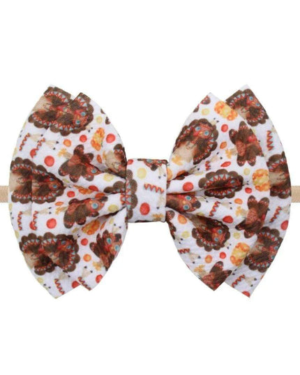 Turkey Print Baby Headband - Festive Holiday Hair Accessory for Thanksgiving Cheer
