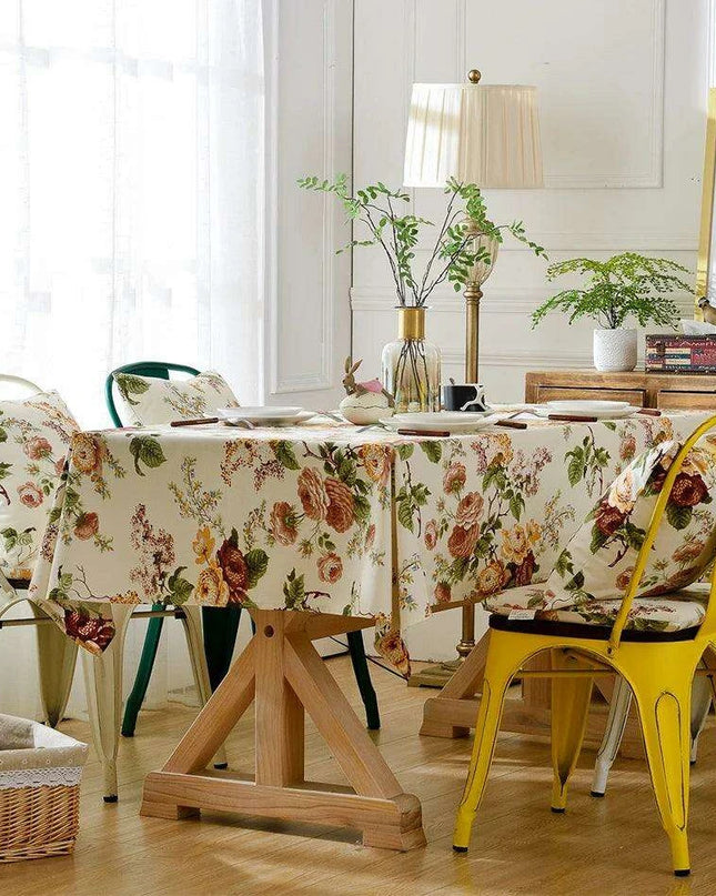Elegant Chinese Floral Cotton Tablecloth: Enhance Your Dining Experience