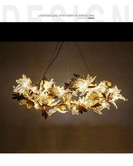 Luxurious Handcrafted Glass Chandelier with Copper Finish