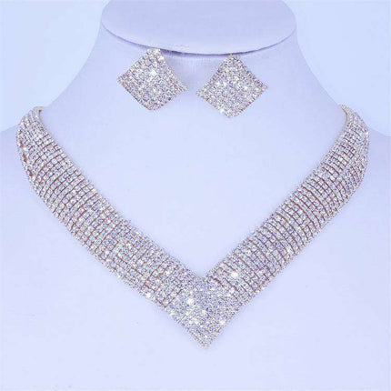 Glistening Grace: Stunning Crystal and Rhinestone Wedding Jewelry Set