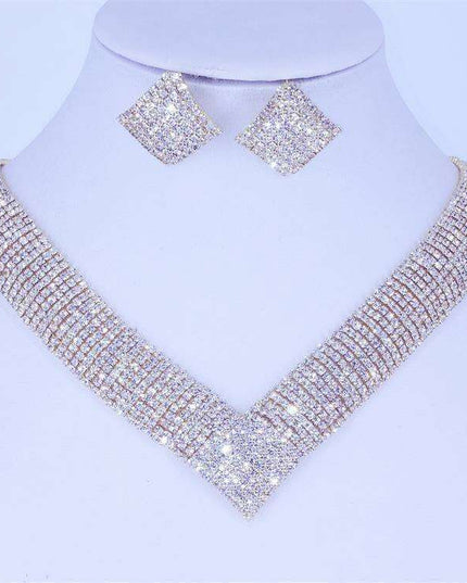 Glistening Grace: Stunning Crystal and Rhinestone Wedding Jewelry Set