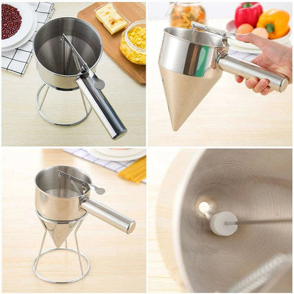 Ultimate Stainless Steel Batter Dispenser with Stand - The Perfect Kitchen Tool for Flawless Pancakes and More