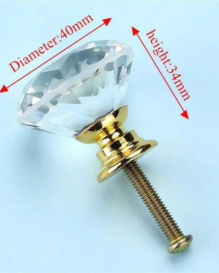 Luxurious Diamond-Shaped Glass Knobs with Elegant Gold Accents for Home Decor Upgrade