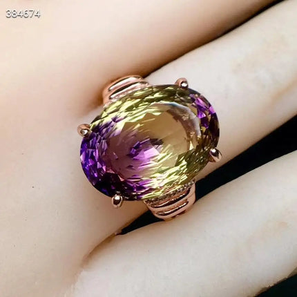 Natural Purple Yellow Ametrine Quartz Resizable Ring Faceted Cut Women Adjustable Size Ring Ametrine 12*16mm Rare Gift AAAAAA natural-purple-yellow-ametrine-quartz-resizable-ring-faceted-cut-women-adjustable-size-ring-ametrine-12-16mm-rare-gift-aaaaaa
