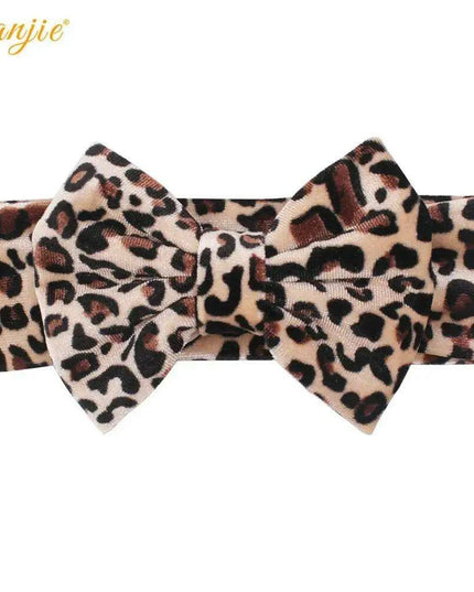 Leopard Print Velvet Headband and Hair Bow Set - Stylish Hair Accessories for Fashion-Forward Girls