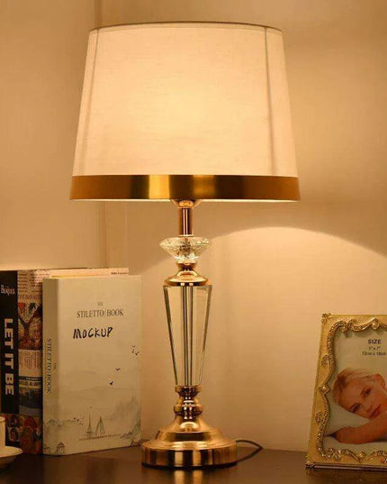Sophisticated Crystal and Iron Table Lamp Set with Energy-Efficient LED Bulb for Chic Home Decor