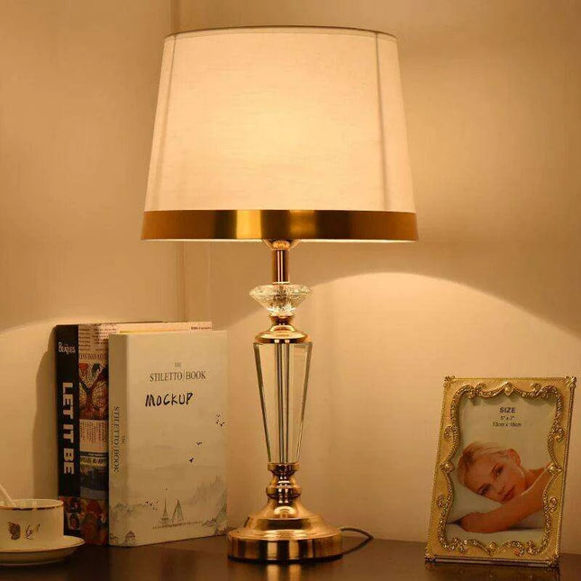 Sophisticated Crystal and Iron Table Lamp Set with Energy-Efficient LED Bulb for Chic Home Decor