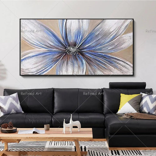 Abstract Floral Hand-Painted Canvas Art - Contemporary Wall Decor