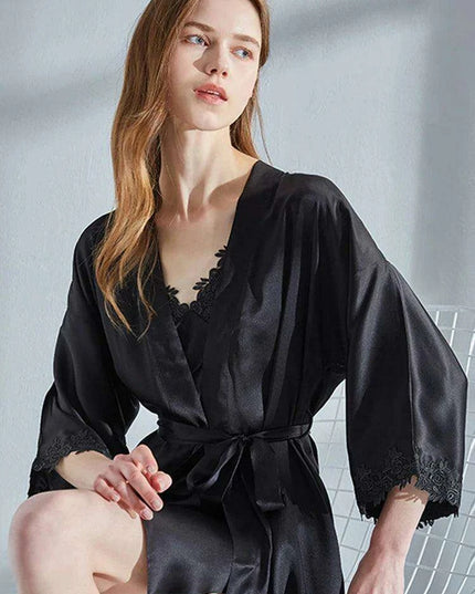 Luxe Lace-Trimmed Silk Nightwear Set for Women