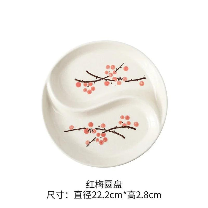 Artisan Hand-Painted Japanese Ceramic Dining Set with Elegant Platter and Bowl