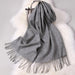 Elegant Tassel-Trimmed Lamb Wool Wrap - Luxe Winter Scarf for Fashionable Warmth