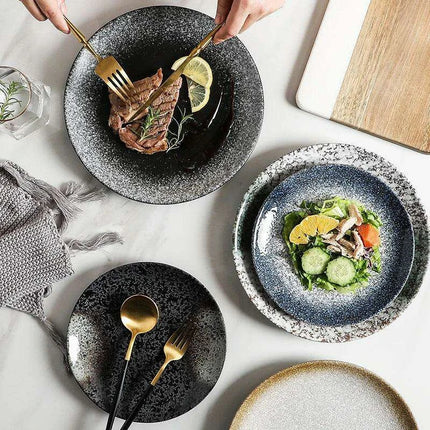 Elegant Japanese Stoneware Dining Plate Set - Choose Your Ideal Size (6, 8, or 10 Inch)