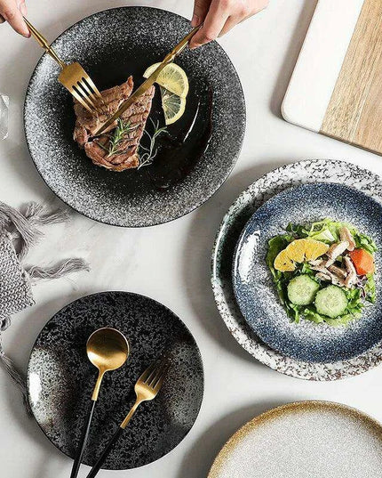 Elegant Japanese Stoneware Dining Plate Set - Choose Your Ideal Size (6, 8, or 10 Inch)