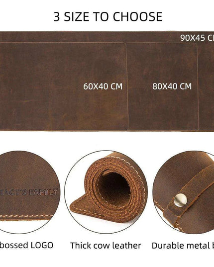 Exquisite Genuine Cowhide Leather Extra-Large Mouse Pad - Elegant Desk Mat for Gamers & Professionals