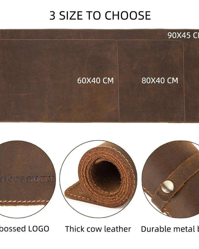 Exquisite Genuine Cowhide Leather Extra-Large Mouse Pad - Elegant Desk Mat for Gamers & Professionals