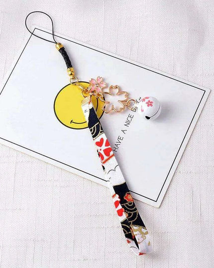 Kawaii Sakura Lucky Cat Keychain - Adorable Ceramic Charm for Good Fortune on Keys and Bags