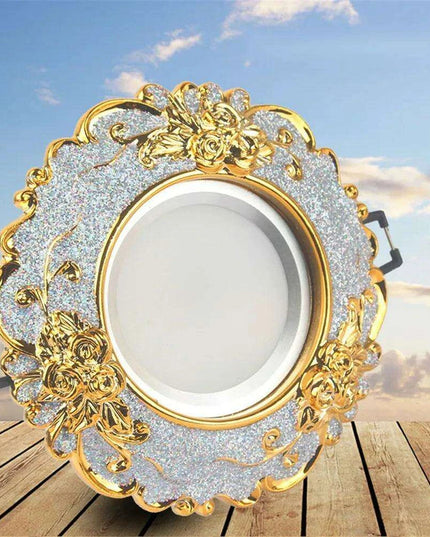 Luxurious Gold Resin Ceiling Fixture with Stylish Integrated Spotlights