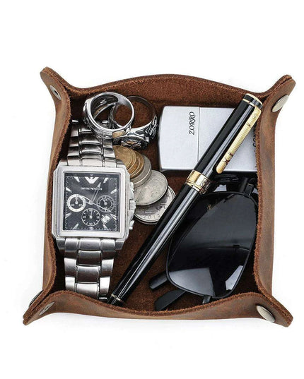 Luxurious Foldable Leather Desk Organizer Tray