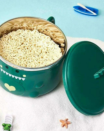 Dino-Themed Stainless Steel Lunch Bowl Set - Fun Meal Container for Kids