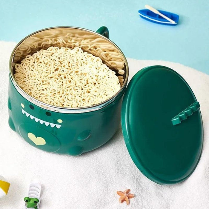 Dino-Themed Stainless Steel Lunch Bowl Set - Fun Meal Container for Kids