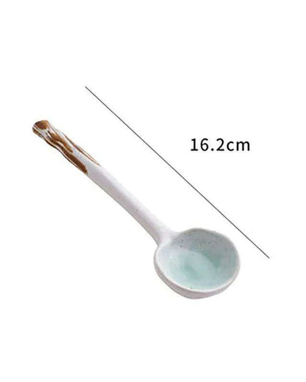 Sophisticated Long-Handled Japanese Ceramic Spoon for Soups, Ramen, and Rice - Essential Culinary Accessory