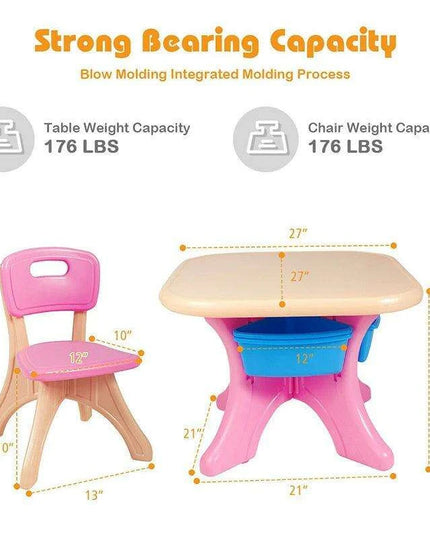 Kids' Creative Plastic Furniture Set with Storage Bins | Eco-Friendly Design | Fun and Durable Table and Chairs for Young Children