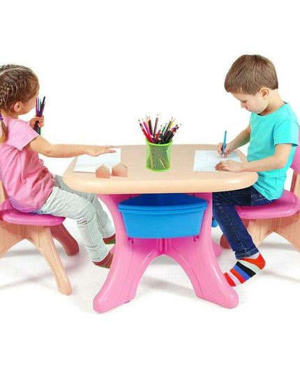 Kids' Creative Plastic Furniture Set with Storage Bins | Eco-Friendly Design | Fun and Durable Table and Chairs for Young Children